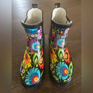 NWOT Polish Folk Multicolor Floral Rain Boots
